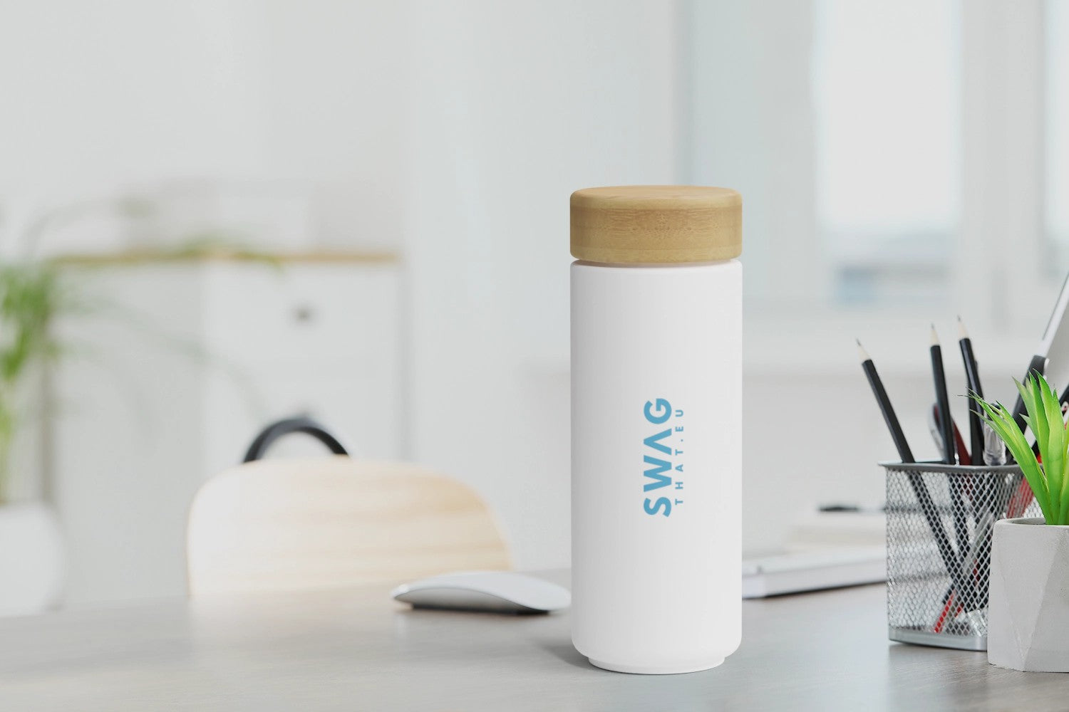 Lumi 300 ml ceramic tumbler with bamboo lid
