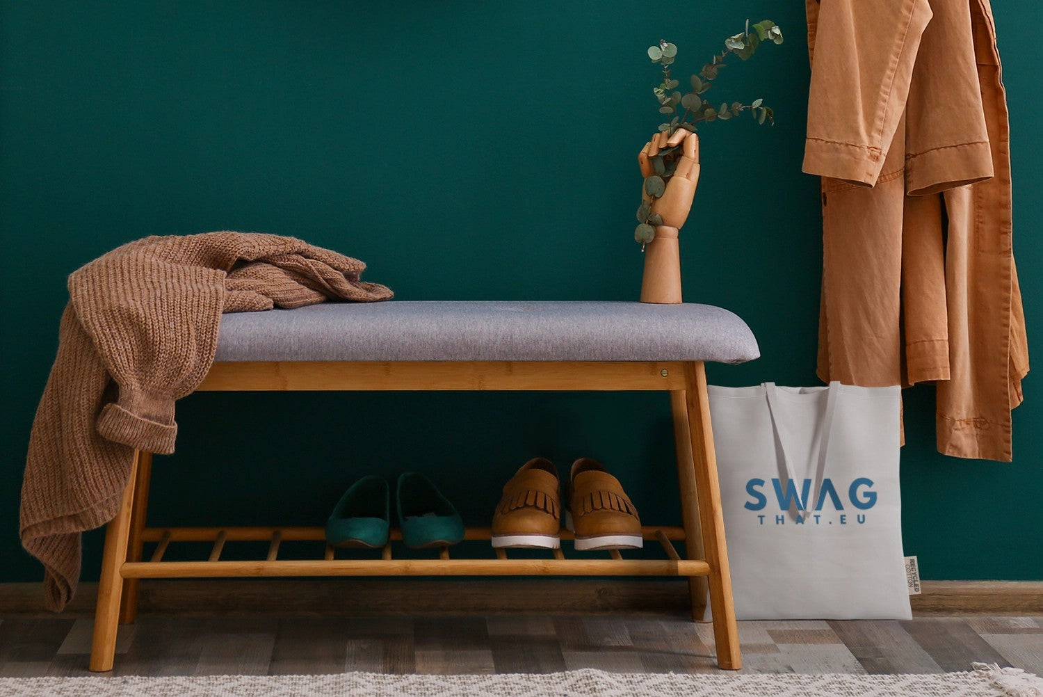 Madras 140 g/m2 GRS recycled cotton tote bag 7L