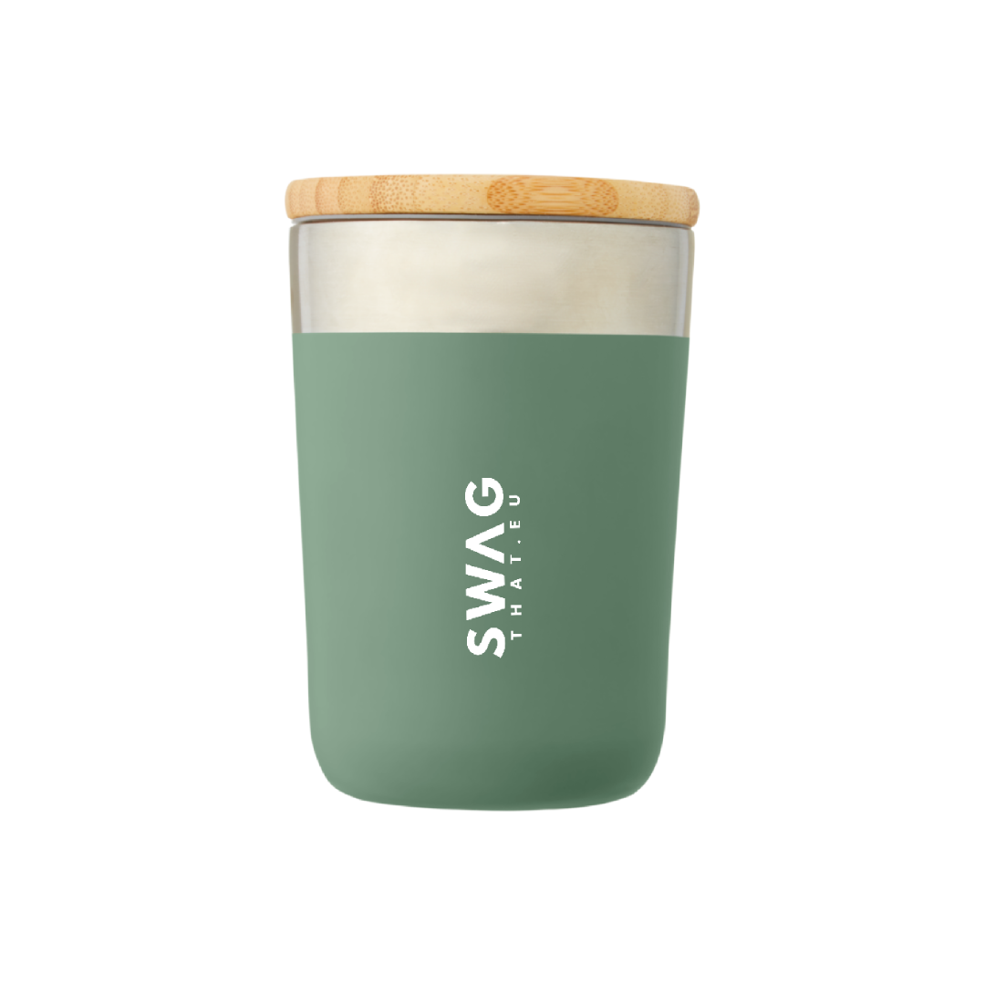 Lagan 300 ml copper vacuum insulated stainless steel tumbler with bamboo lid