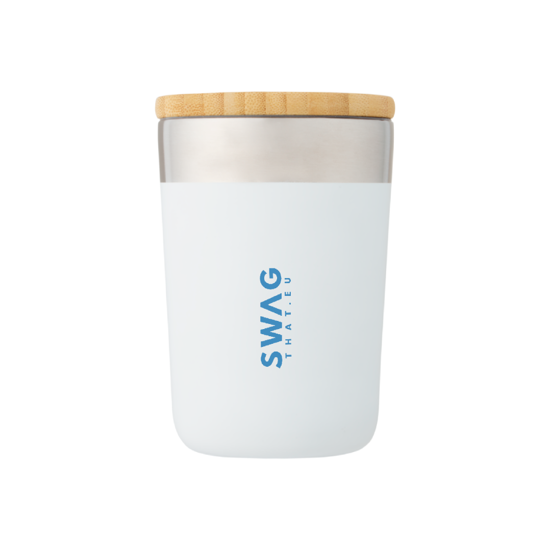 Lagan 300 ml copper vacuum insulated stainless steel tumbler with bamboo lid