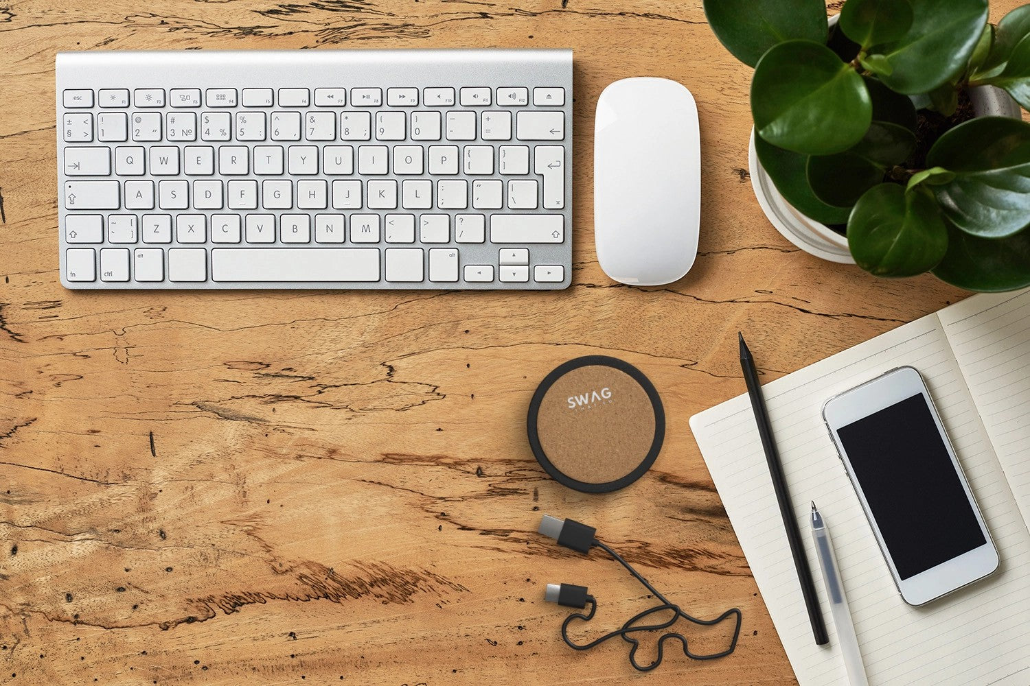 Kivi 10W limestone/cork wireless charging pad